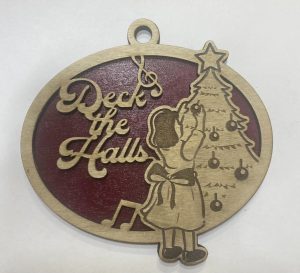 Wooden engraved Christmas tree ornament